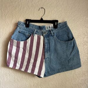 Vintage Carolina Blues Color-Block Striped Denim Shorts